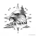 eagle compass mountains creek tattoo design idea