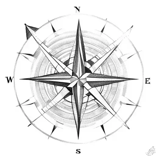 Compass rose with airplane and scuba diving gear tattoo design idea