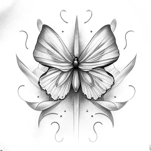 3 white butterflys in heaven tattoo design idea