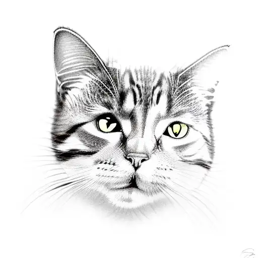 child's drawing of a cat tattoo design idea