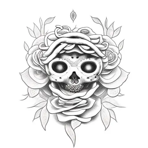 Medusa with dead roses, clock tattoo design idea
