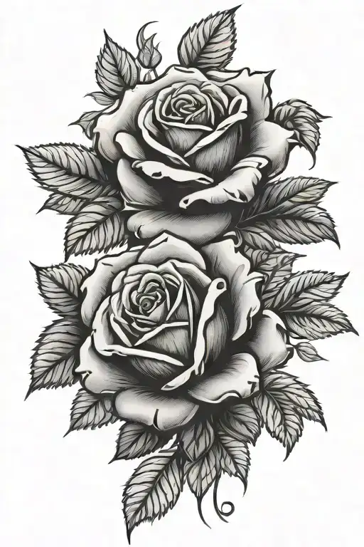 roses foliage representing the client's passion tattoo design idea