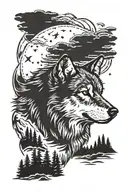 wolf howling moon silhoutte  tattoo design idea