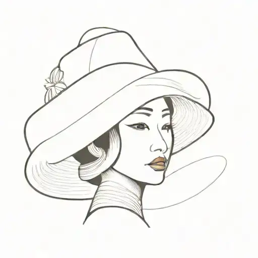 Asian woman in a traditional Vietnamese hat tattoo design idea