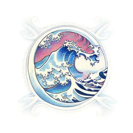 Ocean Wave with the capital letter G tattoo design idea