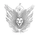 guardian angel with phoenix on arm and lion  tattoo design idea