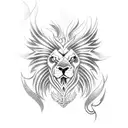 guardian angel with phoenix and lion tattoo design idea