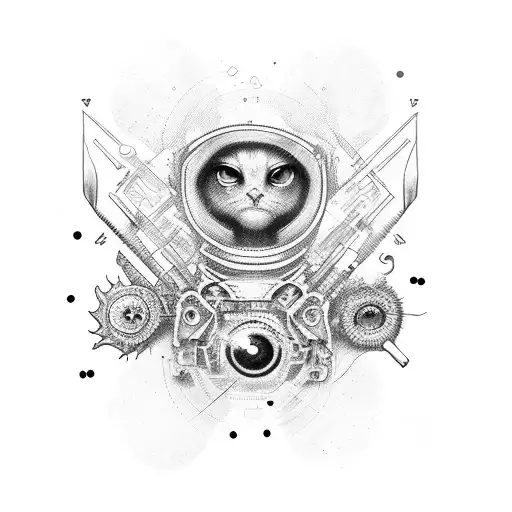 strange eyes hearts and drug tattoo design idea