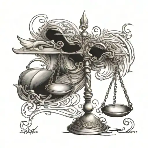 libra sign with the name "Loreal" tattoo design idea