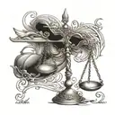 libra sign with the name "Loreal" tattoo design idea