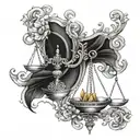 libra sign with the name "Loreal" tattoo design idea