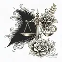 libra sign with the name "Loreal" tattoo design idea