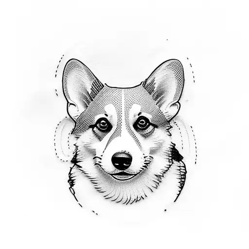 Corgi face tattoo design idea