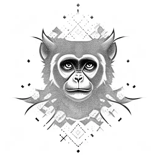 solid black gibbon silouette hanging tattoo design idea