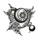 tobillera con luna, pelota y anzuelo tattoo design idea