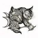 tobillera con luna, pelota y anzuelo tattoo design idea