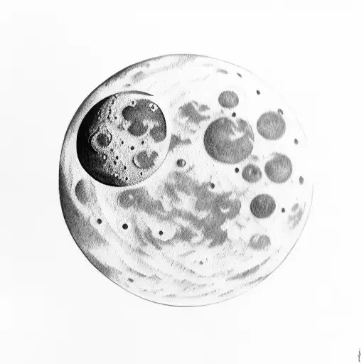 Inverted moon with waxing crescent phase and clouds on both sides tattoo design idea