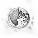 Inverted moon with waxing crescent phase and clouds on both sides tattoo design idea