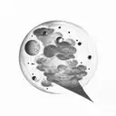 Inverted moon with waxing crescent phase and clouds on both sides tattoo design idea