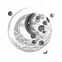 Inverted moon with waxing crescent phase and clouds on both sides tattoo design idea