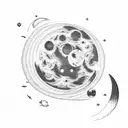 Inverted moon with waxing crescent phase and clouds on both sides tattoo design idea