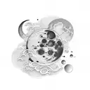 Inverted moon with waxing crescent phase and clouds on both sides tattoo design idea