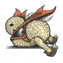 rice ball with legs sitting tattoo design idea