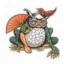 rice ball with legs sitting tattoo design idea