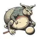 rice ball with legs sitting tattoo design idea