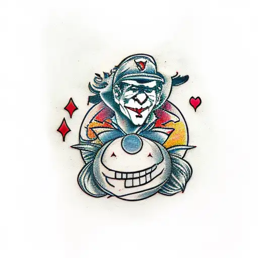joker playing card on the moon tattoo design idea