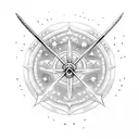 I want a sword as the central element surrounded with celestial like elements (like stars or sparkles idk) creating a ty tattoo design idea