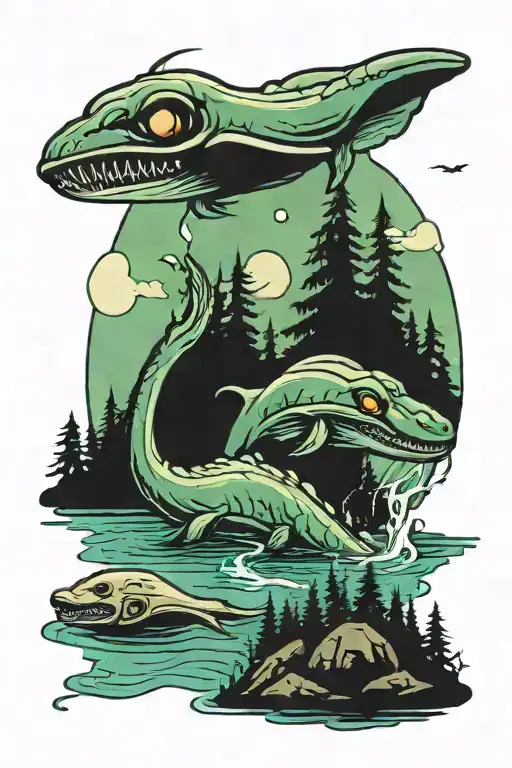 ufo, Bigfoot, Nessie, ghost tattoo design idea