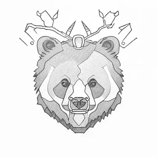 Boy and Grandfather bear hunting tattoo design idea