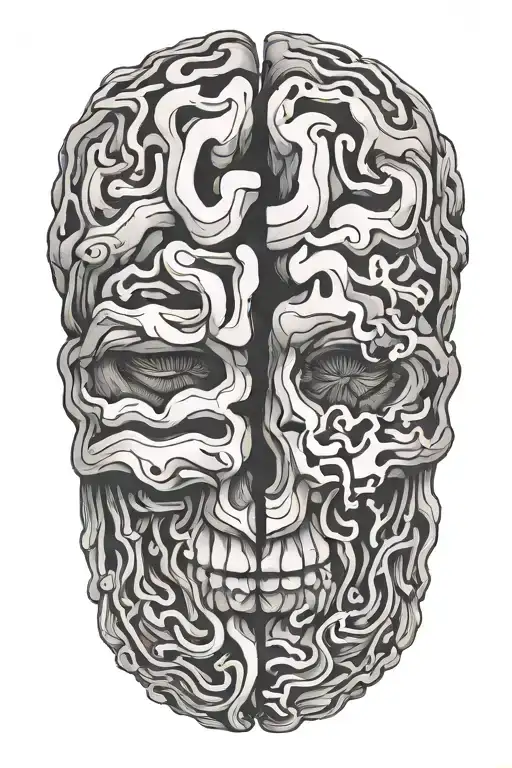 brain made entirely of broken glass tattoo design idea