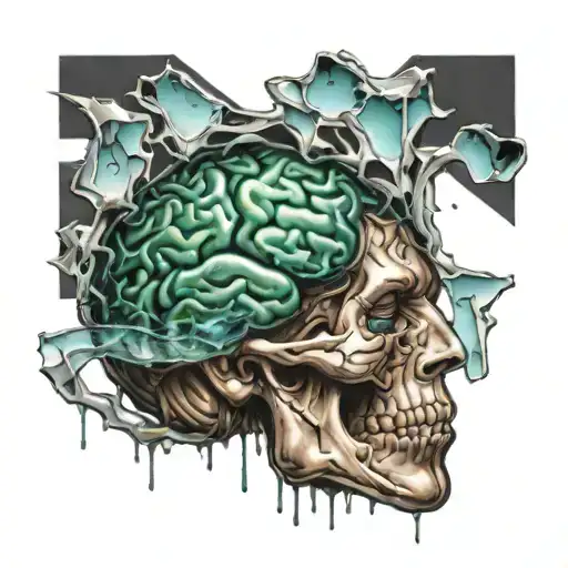 brain made of broken glass  tattoo design idea