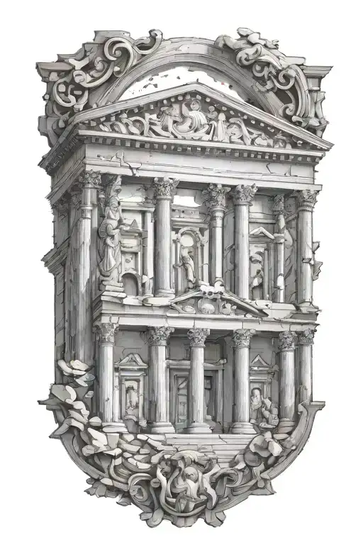 extremely complex ancient Roman architecture. tattoo design idea