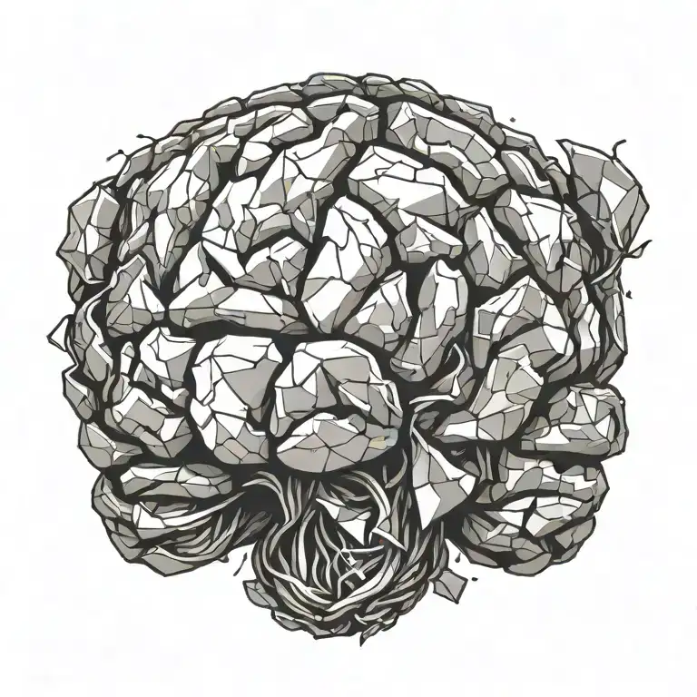 brain made entirely of broken glass tattoo design idea