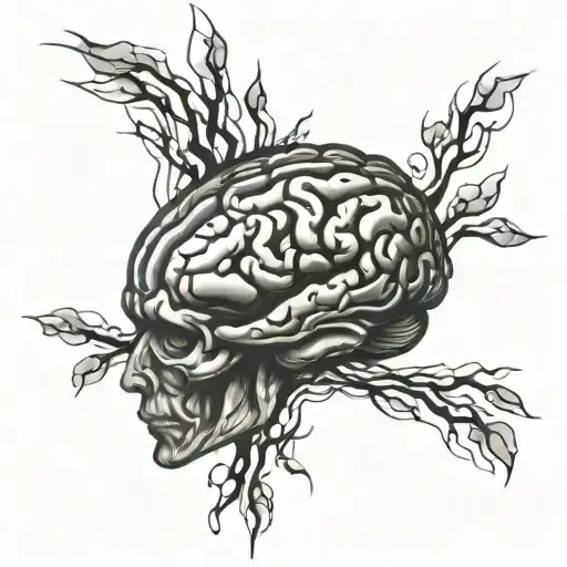 brain made of broken glass tattoo design idea