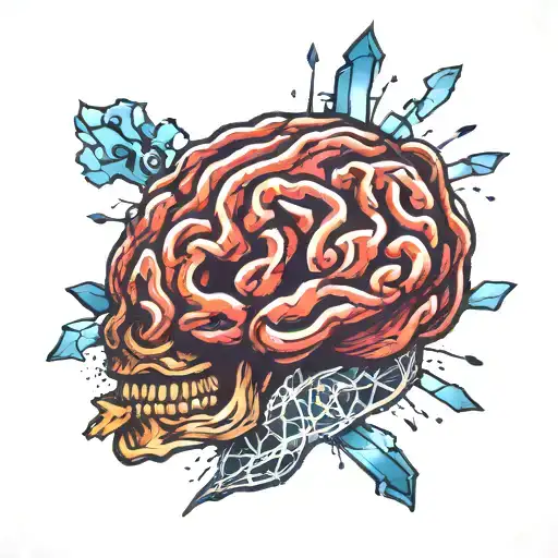 brain made of broken glass  tattoo design idea