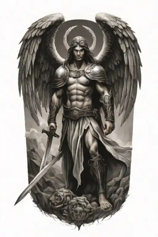 an angel warrior tattoo design idea