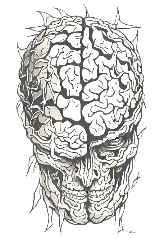 a human brain made of broken glass  tattoo design idea