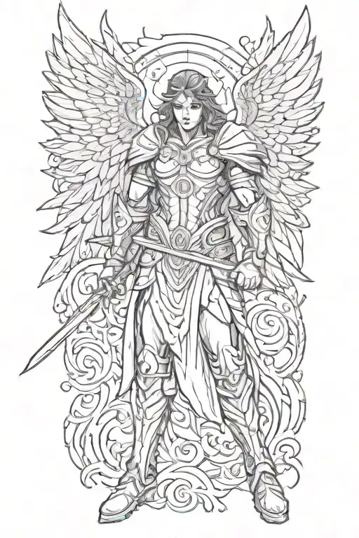 an angel warrior tattoo design idea