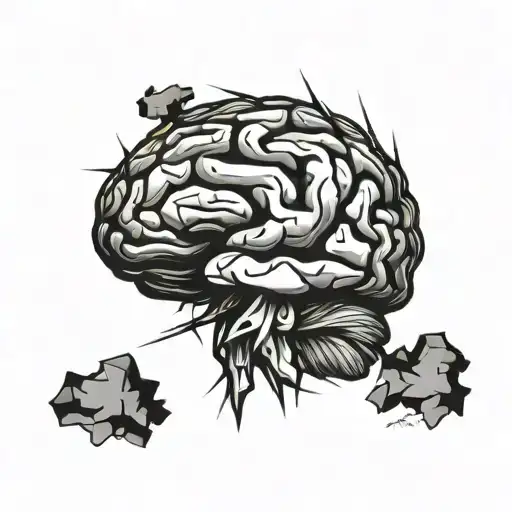 brain made of broken glass  tattoo design idea