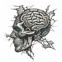 brain made of broken glass tattoo design idea