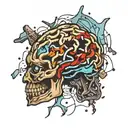 brain made of broken glass  tattoo design idea