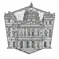 extremely complex ancient Roman architecture. church tattoo design idea