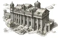 extremely complex ancient Roman architecture. church tattoo design idea