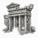 extremely complex ancient Roman architecture. tattoo design idea