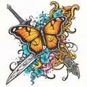 sword and butterfly tattoo design idea