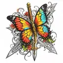 sword and butterfly tattoo design idea